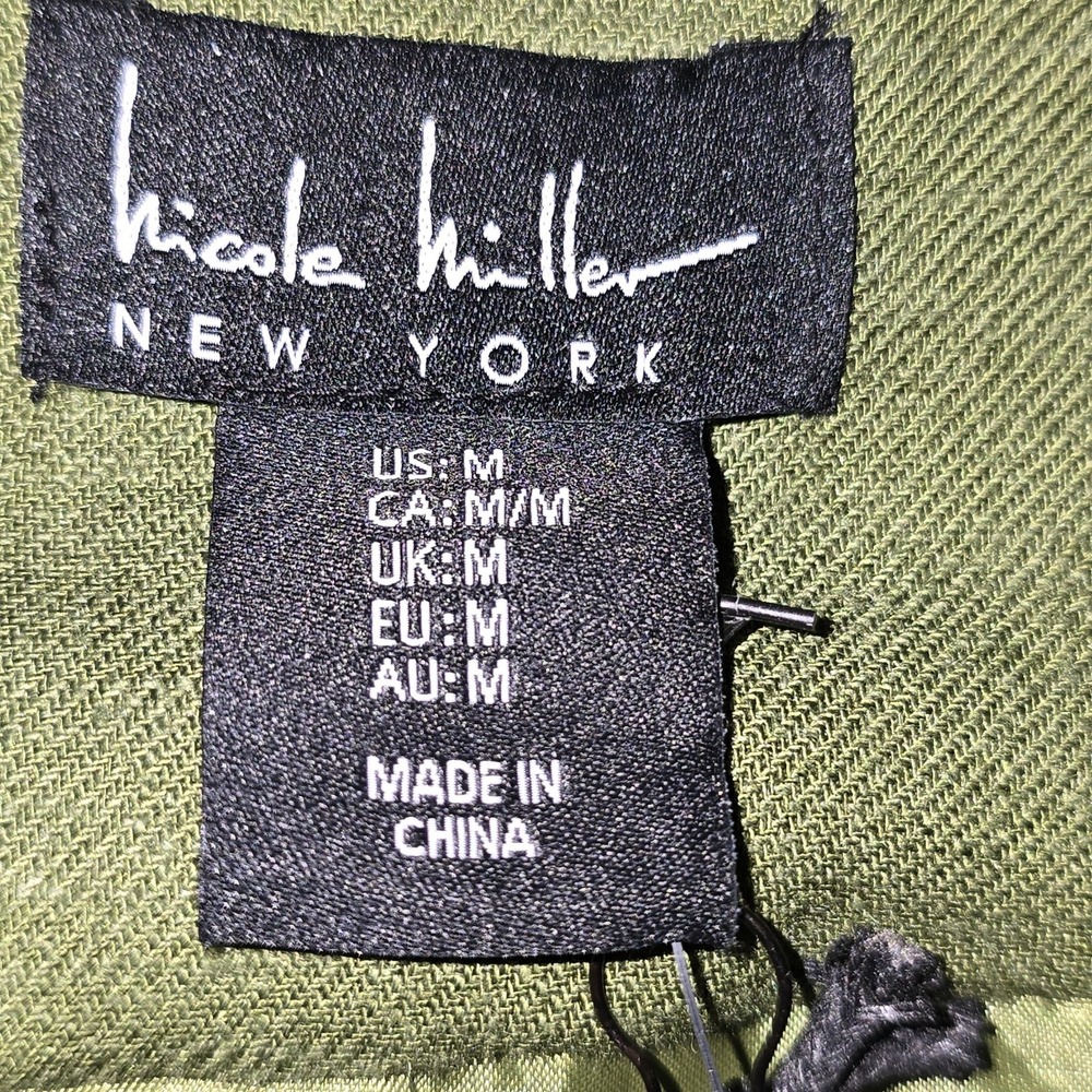 NWT Nicole Miller Moto Linen Boxy Jacket‎ Green Long Sleeve Size M - Picture 4 of 5
